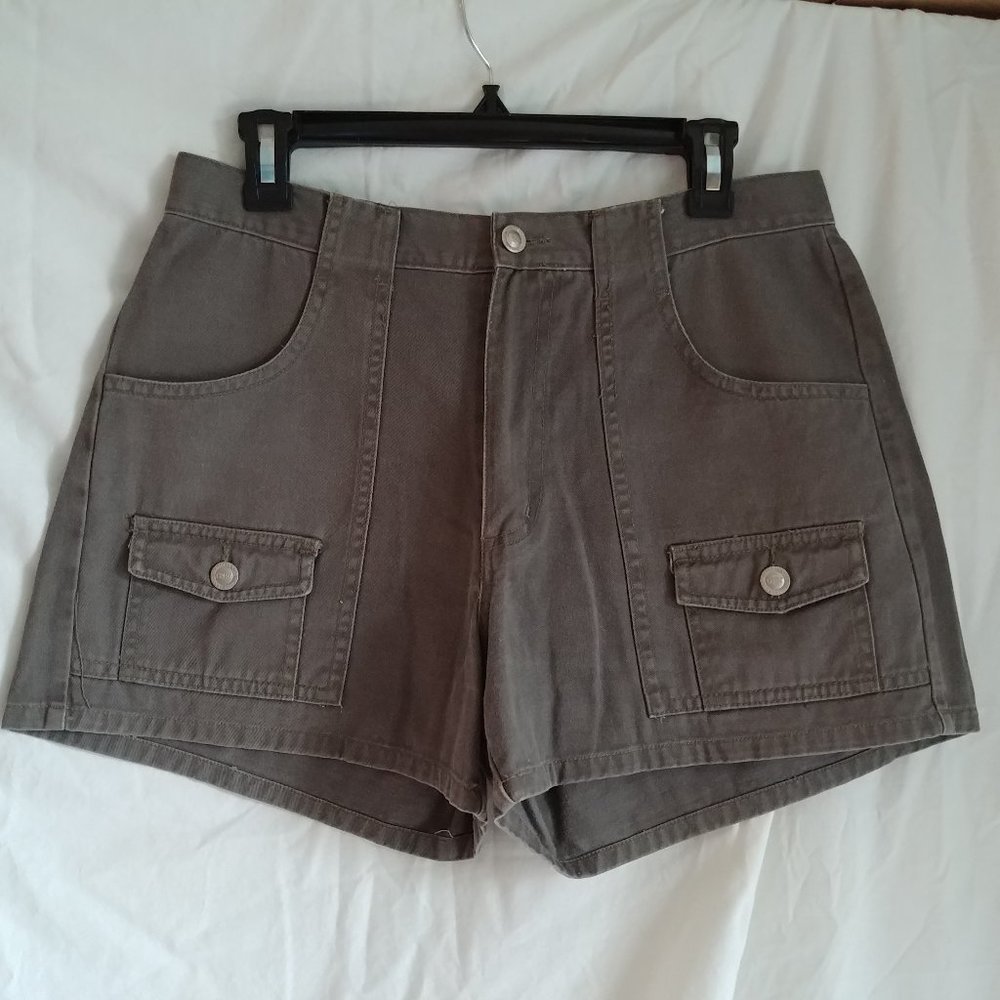 High-Rise Utility Cargo Shorts in Taupe